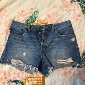 We The Free Blue Jean Shorts Distressed Cut-Off Style